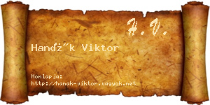 Hanák Viktor névjegykártya